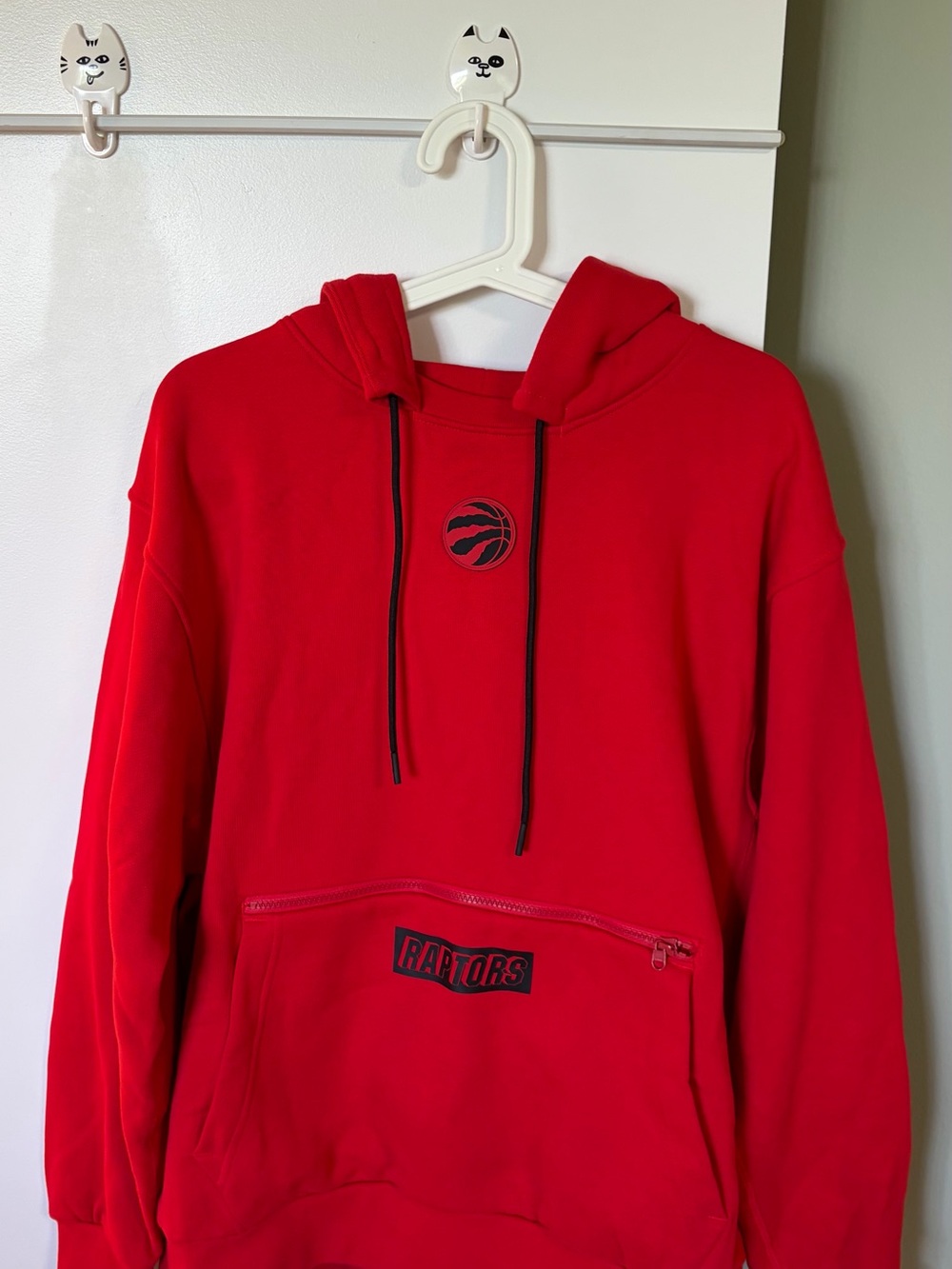 Nike Red Crewneck Hoodie with Black Drawstrings